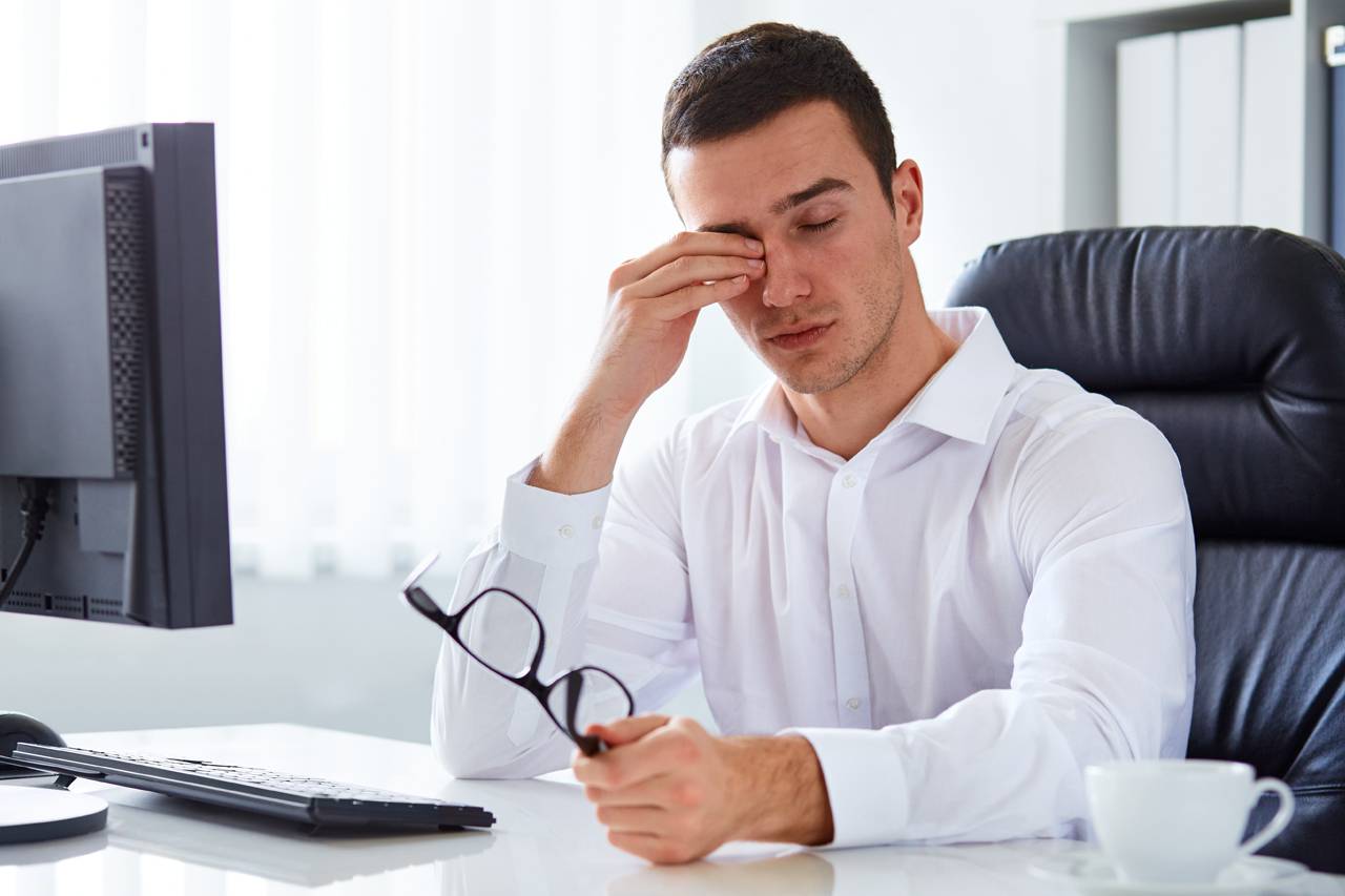 Man suffering from dry eye